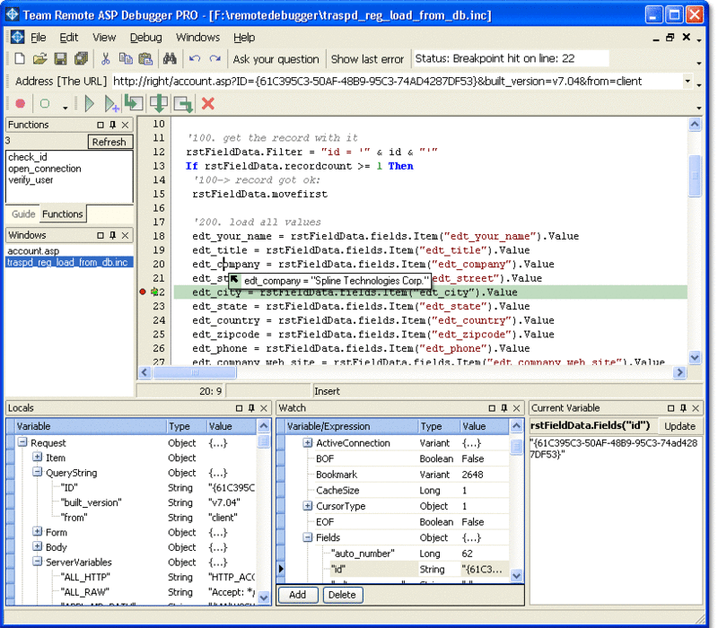 Team Remote ASP Debugger Screenshot